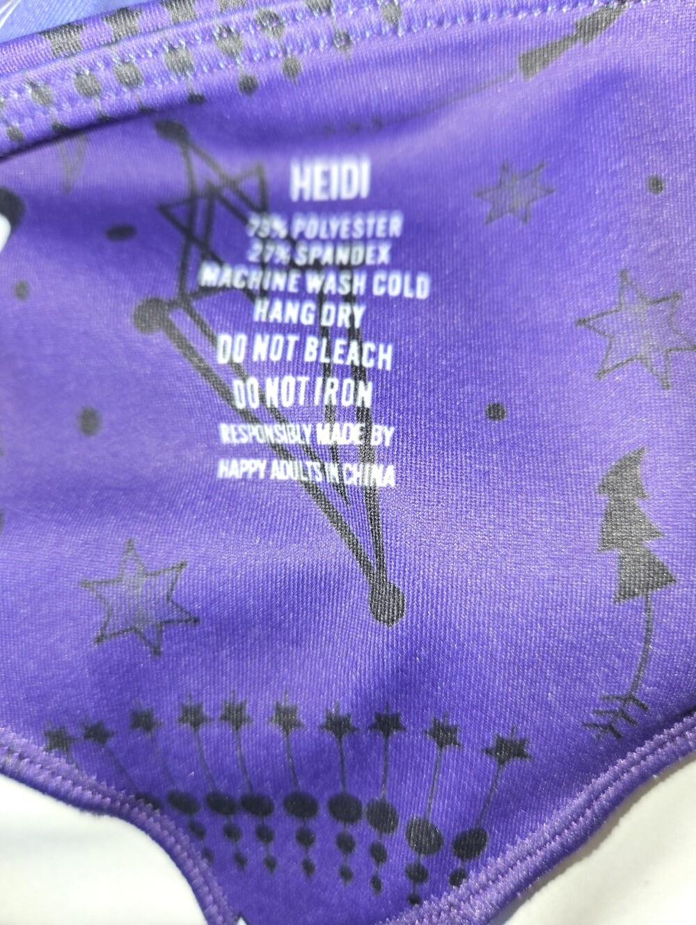 Grrrl US Womens Plus 34" Waist Purple Celestial Pattern Legging Sun Moon Stars - Picture 2 of 4